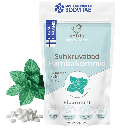 Happy Teeth ksülitooliga hambakommid - Piparmünt 100g / 170tk