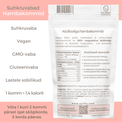 Happy Teeth ksülitooliga hambakommid - Greip 100g / 170tk